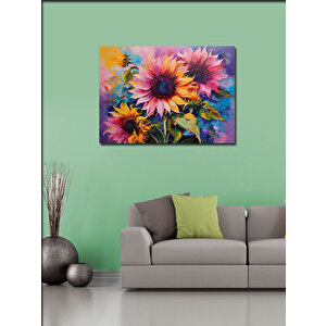 Kanvas Tablo Renkli Ay Çiçekleri 100x140 cm