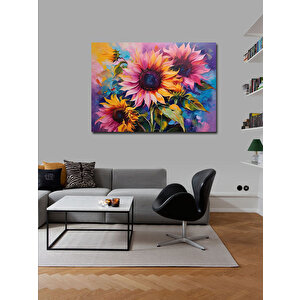 Kanvas Tablo Renkli Ay Çiçekleri 100x140 cm