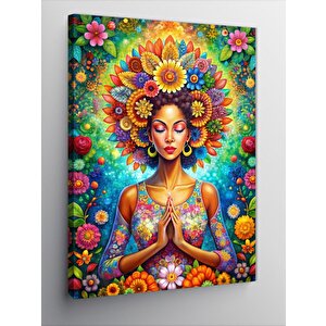 Kanvas Tablo Çiçekler Ve Kadın 70x100 cm