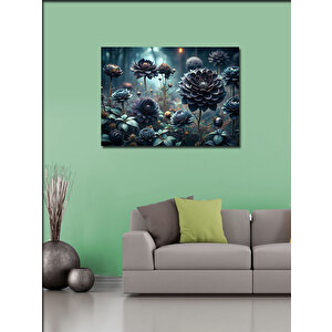 Kanvas Tablo Ormandaki Siyah Çiçekler 70x100 cm
