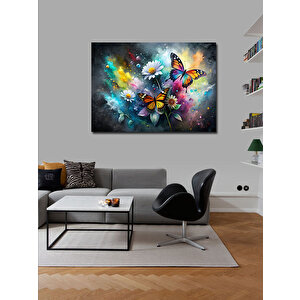Kanvas Tablo Papatyalar Ve Kelebekler 100x140 cm