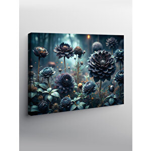 Kanvas Tablo Ormandaki Siyah Çiçekler 100x140 cm