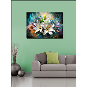 Kanvas Tablo Beyaz Çiçekler 70x100 cm