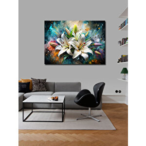 Kanvas Tablo Beyaz Çiçekler 70x100 cm