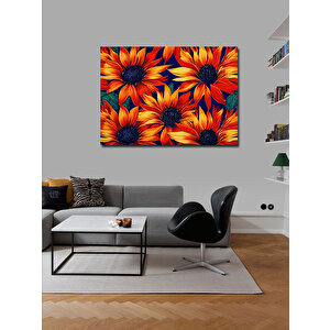 Kanvas Tablo Kırmızı Turuncu Çiçekler 70x100 cm