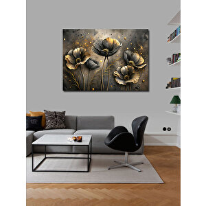 Kanvas Tablo Siyah Gelincik Çiçekleri 100x140 cm