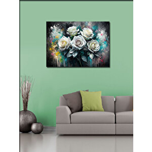 Kanvas Tablo Beyaz Çiçekler 70x100 cm