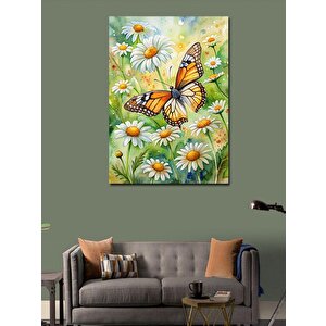 Kanvas Tablo Kelebek Ve Papatyalar 70x100 cm