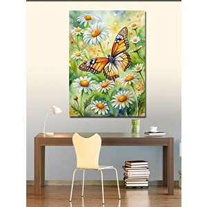 Kanvas Tablo Kelebek Ve Papatyalar 70x100 cm