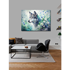 Kanvas Tablo Kurt Ve Çiçekler 100x140 cm