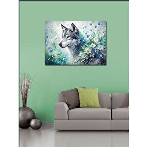 Kanvas Tablo Kurt Ve Çiçekler 70x100 cm