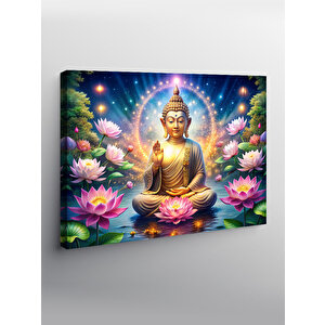 Kanvas Tablo Buda Heykeli Ve Lotus Çiçekleri