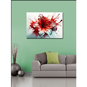 Kanvas Tablo Kırmızı Boyalı Çiçek 100x140 cm