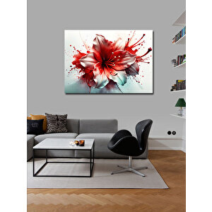 Kanvas Tablo Kırmızı Boyalı Çiçek 100x140 cm