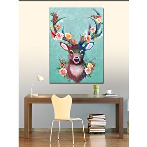Kanvas Tablo Çiçekler Ve Geyik 70x100 cm