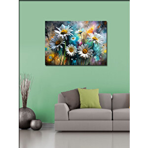 Kanvas Tablo Papatyalar Ve Renkli Boyalar 70x100 cm