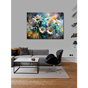 Kanvas Tablo Papatyalar Ve Renkli Boyalar 70x100 cm