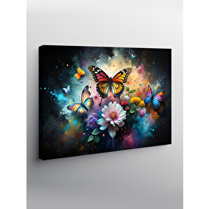 Kanvas Tablo Kelebek Ve Çiçekler 70x100 cm