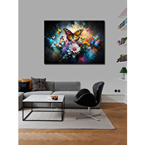 Kanvas Tablo Kelebek Ve Çiçekler 70x100 cm