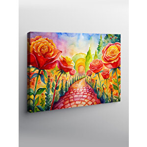 Kanvas Tablo Çiçekli Yol 70x100 cm