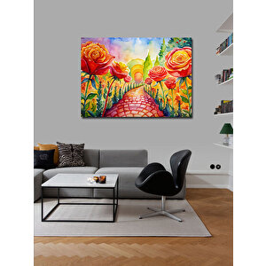 Kanvas Tablo Çiçekli Yol 70x100 cm