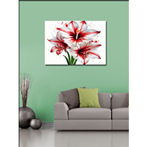 Kanvas Tablo Kırmızı Beyaz Çiçek 70x100 cm