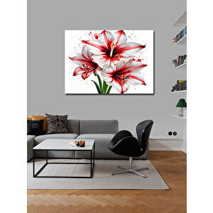 Kanvas Tablo Kırmızı Beyaz Çiçek 100x140 cm