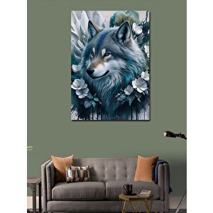 Kanvas Tablo Kurt Ve Çiçekler 70x100 cm