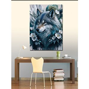 Kanvas Tablo Kurt Ve Çiçekler 70x100 cm