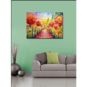 Kanvas Tablo Çiçekli Yol 100x140 cm