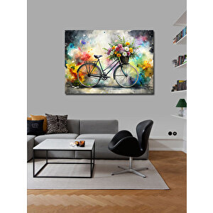 Kanvas Tablo Bisiklet Ve Çiçekler 100x140 cm