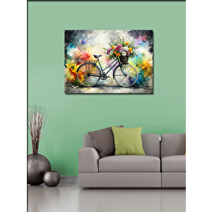 Kanvas Tablo Bisiklet Ve Çiçekler 70x100 cm