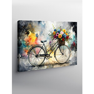 Kanvas Tablo Bisiklet Ve Çiçekler 70x100 cm