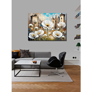 Kanvas Tablo Papatyalar Ve Binalar 70x100 cm