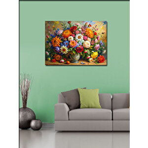 Kanvas Tablo Vazodaki Renkli Çiçekler 70x100 cm