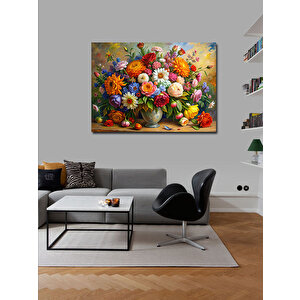 Kanvas Tablo Vazodaki Renkli Çiçekler 100x140 cm