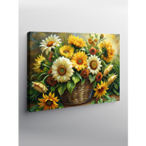 Kanvas Tablo Sepetteki Çiçekler 100x140 cm