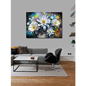 Kanvas Tablo Papatyalar Ve Renkli Boyalar 100x140 cm