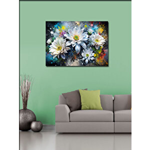 Kanvas Tablo Papatyalar Ve Renkli Boyalar 70x100 cm