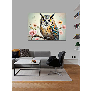 Kanvas Tablo Baykuş Ve Çiçekler 70x100 cm