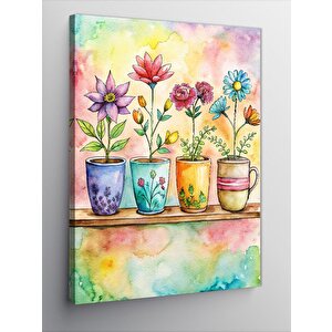 Kanvas Tablo Renkli Çiçekler Suluboya 100x140 cm