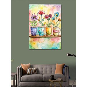 Kanvas Tablo Renkli Çiçekler Suluboya 100x140 cm