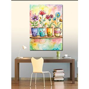 Kanvas Tablo Renkli Çiçekler Suluboya 100x140 cm