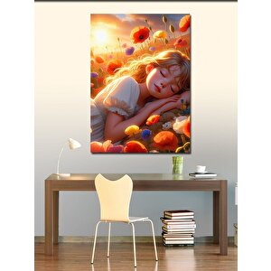 Kanvas Tablo Çiçeklerde Yatan Çocuk 100x140 cm