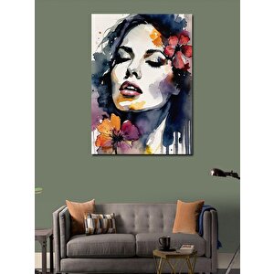 Kanvas Tablo Soyut Kadın Ve Çiçekler 70x100 cm