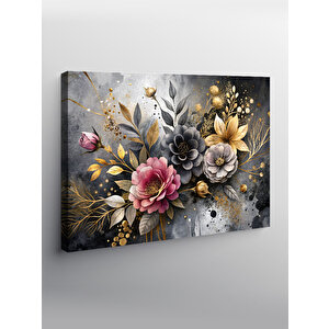 Kanvas Tablo Siyah Fon Renkli Çiçekler 70x100 cm