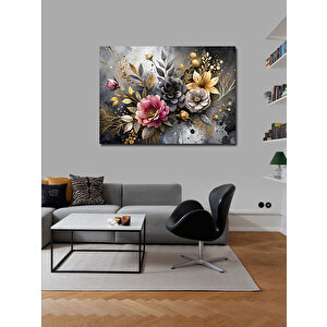 Kanvas Tablo Siyah Fon Renkli Çiçekler 70x100 cm
