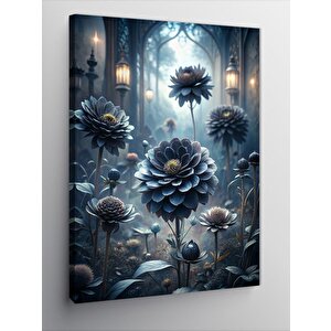 Kanvas Tablo Ormandaki Tapınak Ve Siyah Çiçekler 100x140 cm