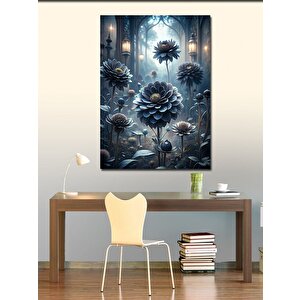Kanvas Tablo Ormandaki Tapınak Ve Siyah Çiçekler 100x140 cm