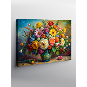 Kanvas Tablo Vazodaki Renkli Çiçekler 70x100 cm